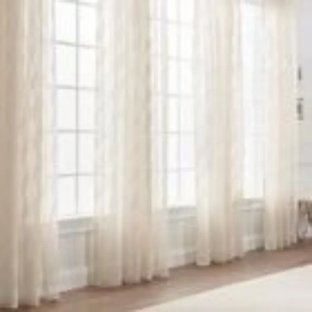 NEW Chanasya Sheer Voile Waves Rod Pocket Curtains Beige 52in x 84in